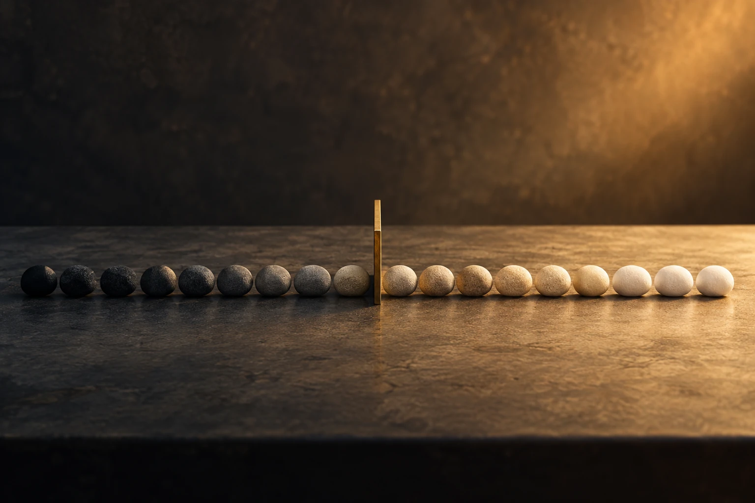 A gradual row of stones divided by a movable brass line